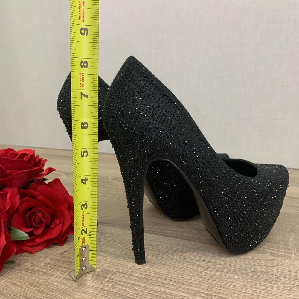 Steve Madden Black Rhinestone Platform Pumps - Picture 8 of 11